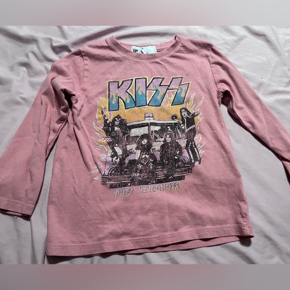 Cotton On Kids Pink KISS On Tour Long Sleeve Tee